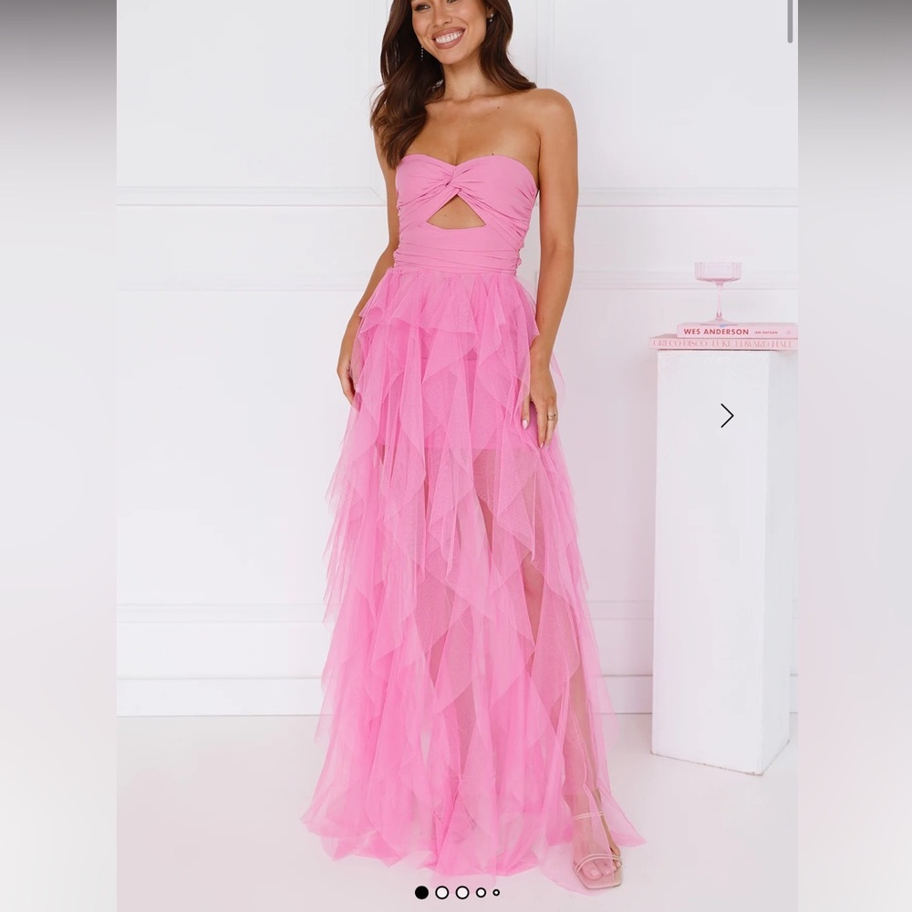 Hello Molly Pink Tulle Strapless Dress